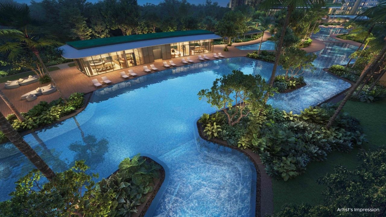 Thomson Reserve poolside at night artist impression